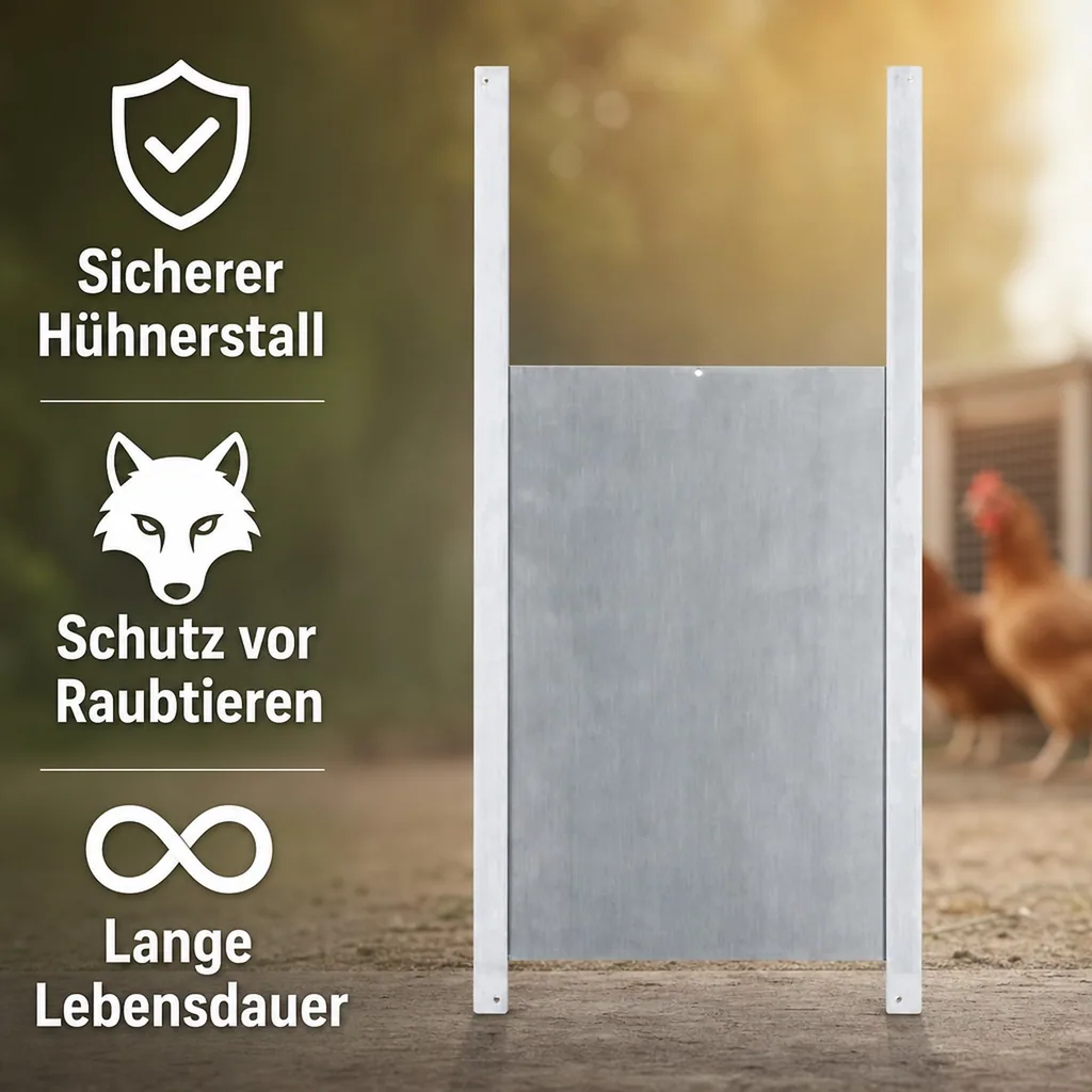 Hühner Schiebetür 30 x 40 cm, Alu, Komplettmontage- Set