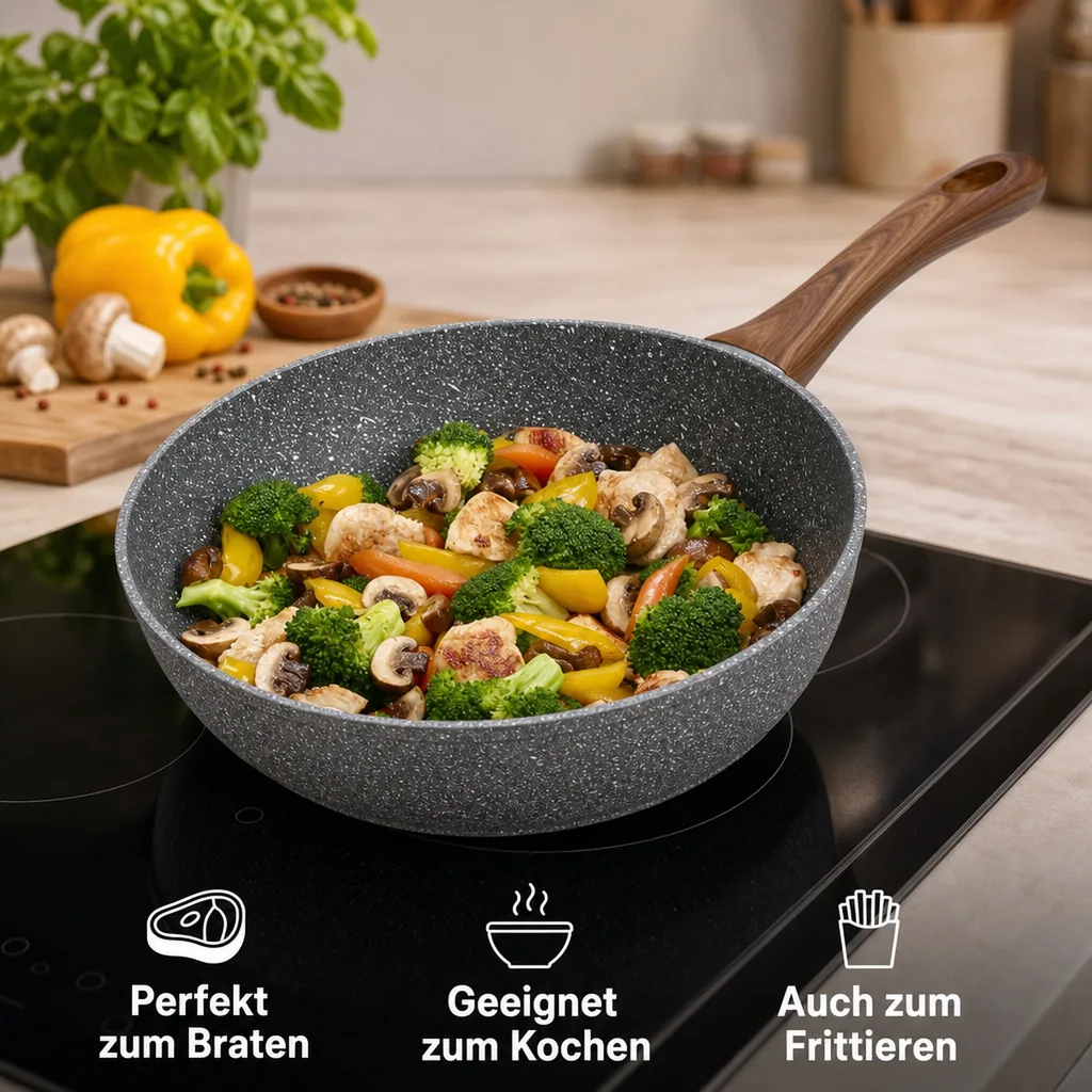 Aluminiumpfanne "Nevada" tief 28 cm (1 x geschmiedete Jumbo-Aluminiumpfanne)