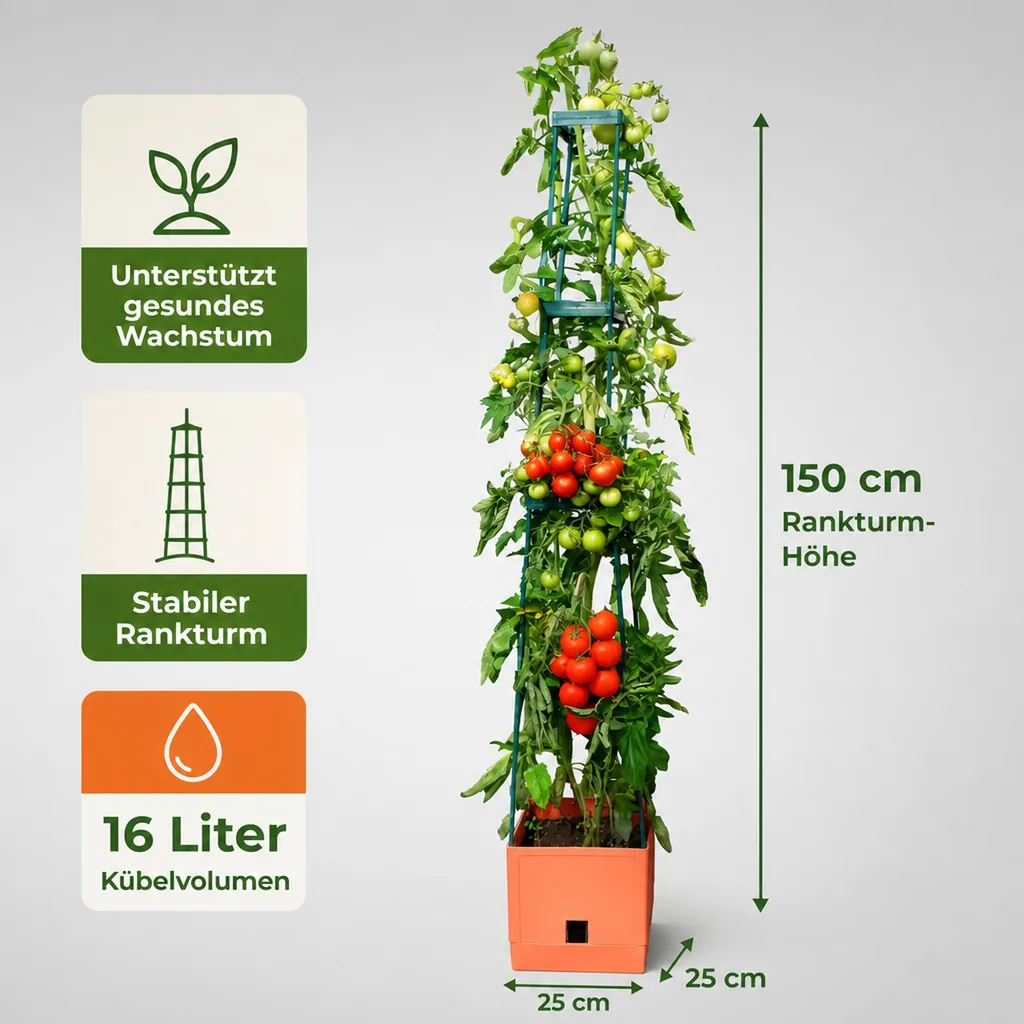 Pflanzturm "Maxitom" mit Rankgitter & Bewässerung