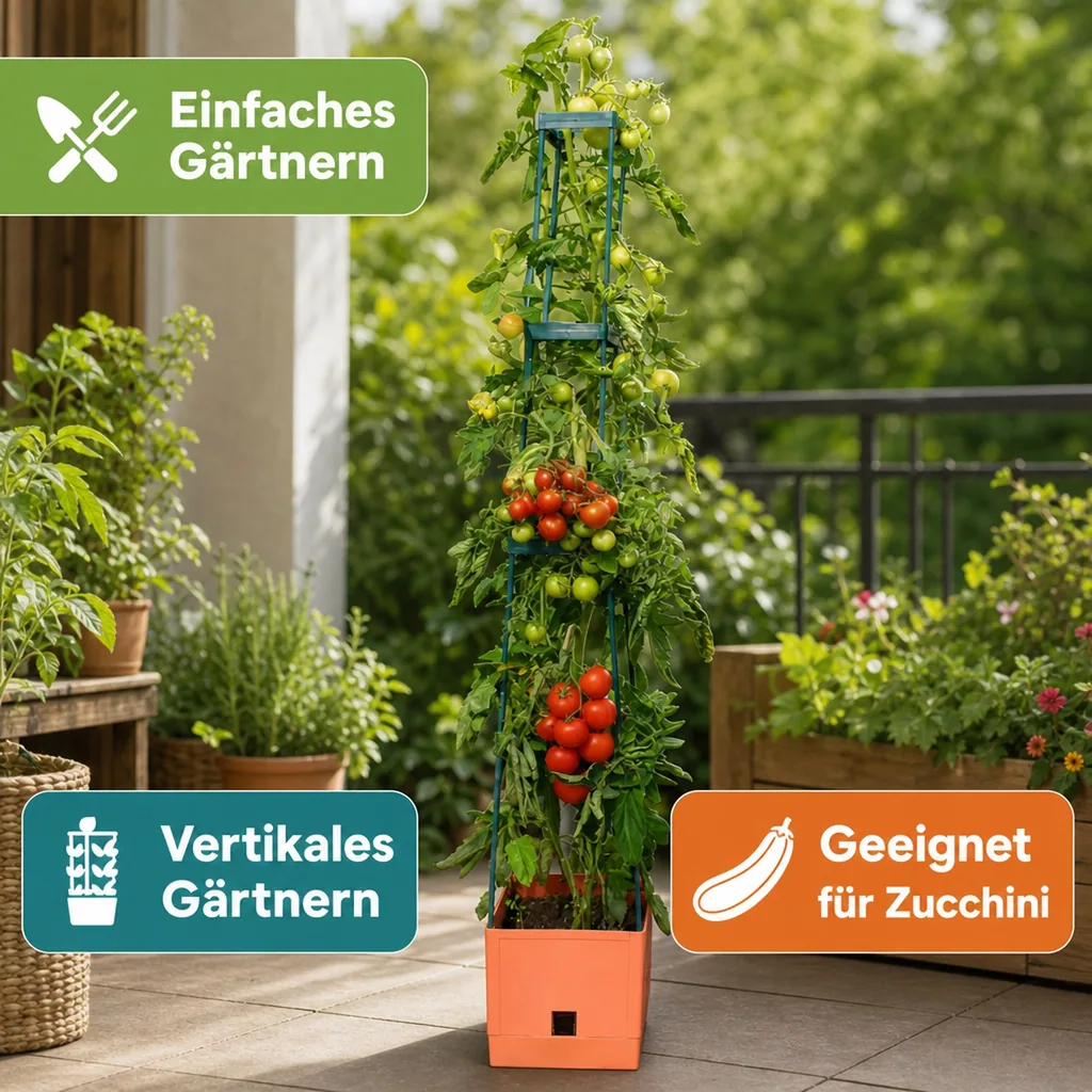 Pflanzturm "Maxitom" mit Rankgitter & Bewässerung