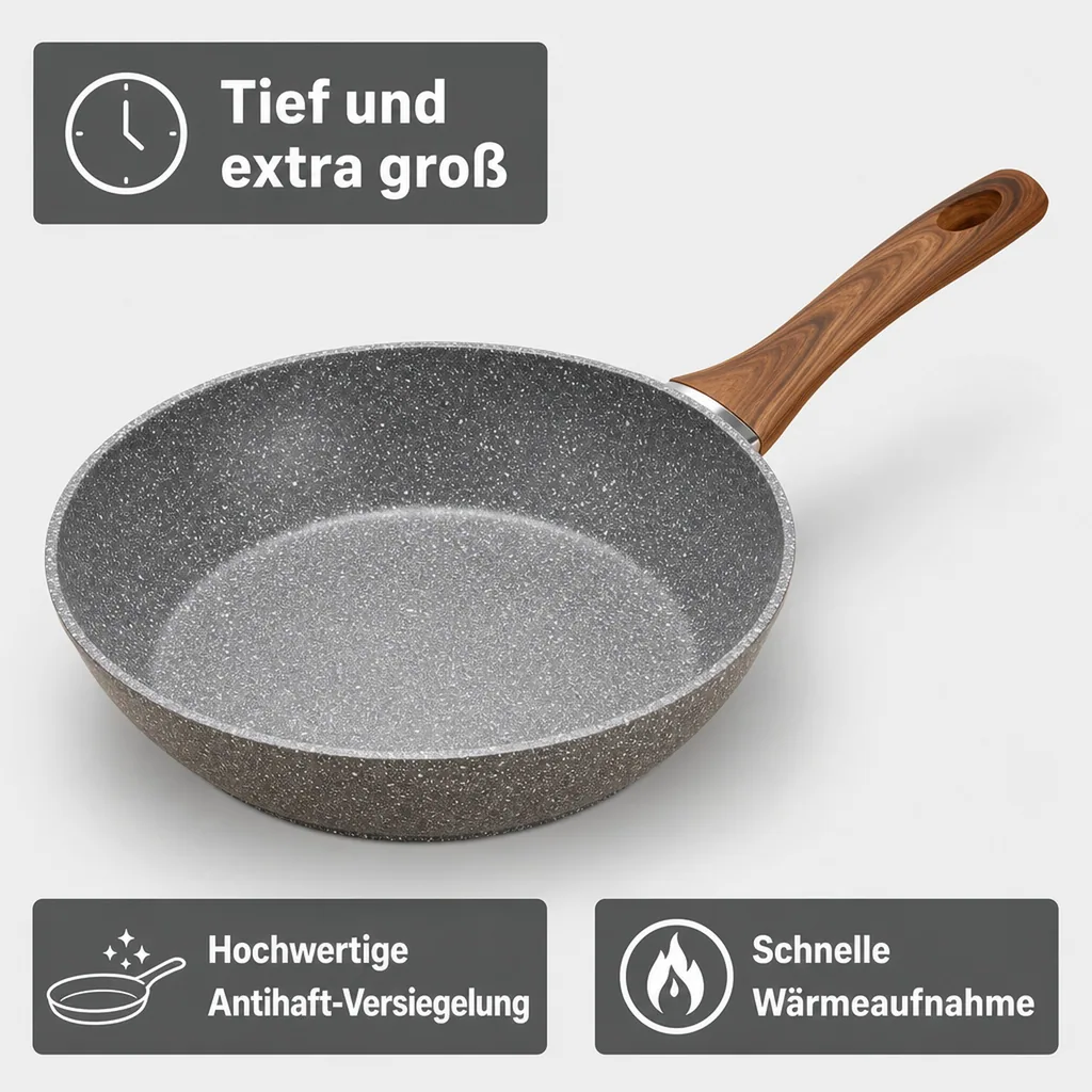 Aluminiumpfanne "Nevada" tief 24 cm (1 x geschmiedete Jumbo-Aluminiumpfanne)