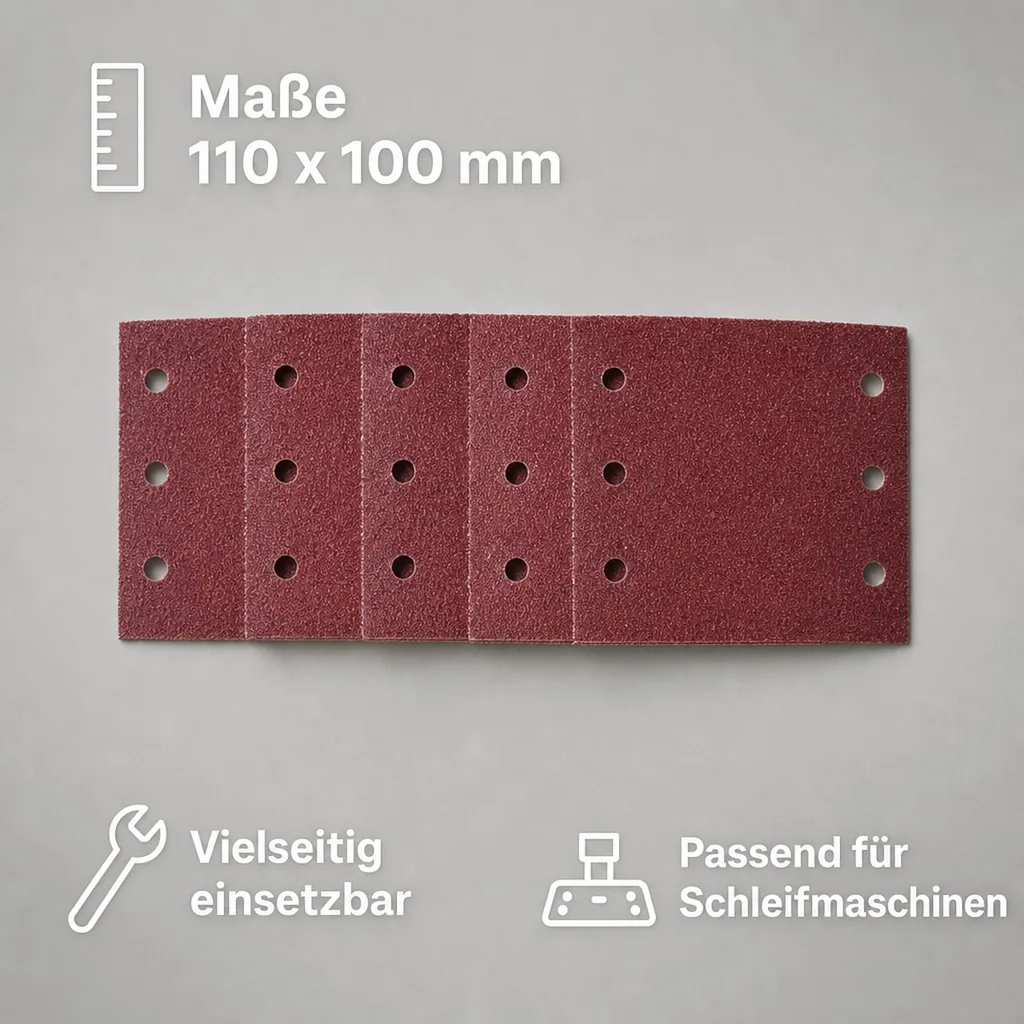 Schleifpapier 110 X 100 mm, Korn 80, 5 Stück