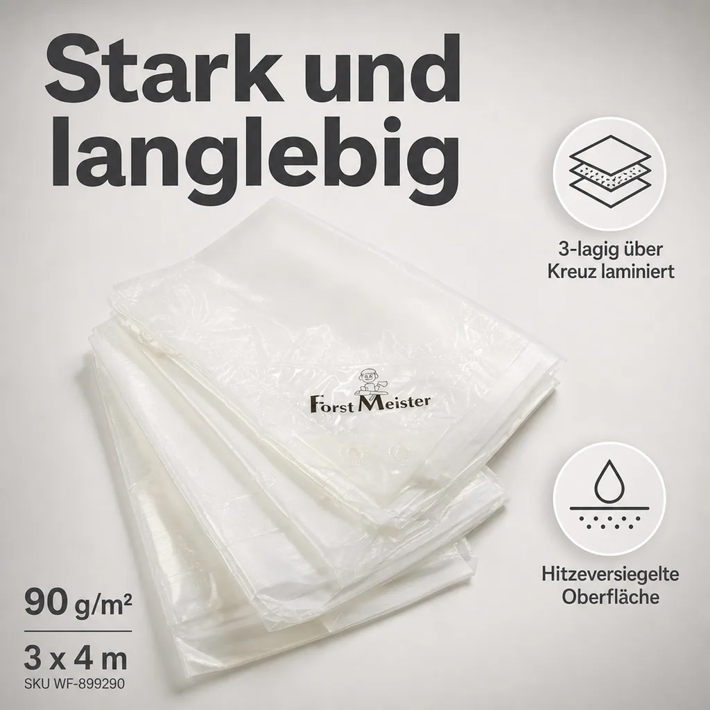 Abdeckplane, transparent, stark 90 g/m², 3 x 4 m