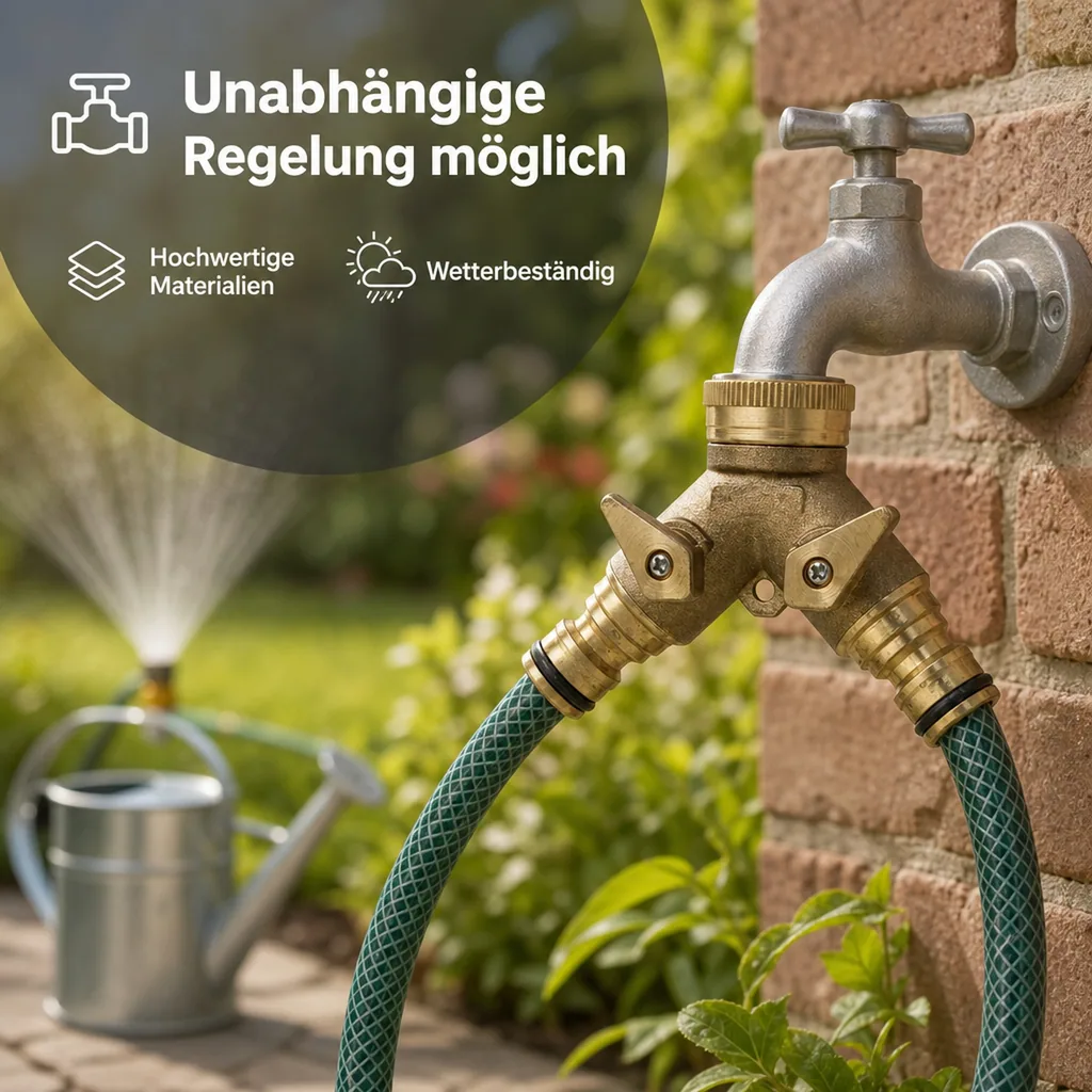Wasserverteiler 2 Wege für 1/2' + 3/4' / Wasserhahnanschluss /Wasserhahnstecker