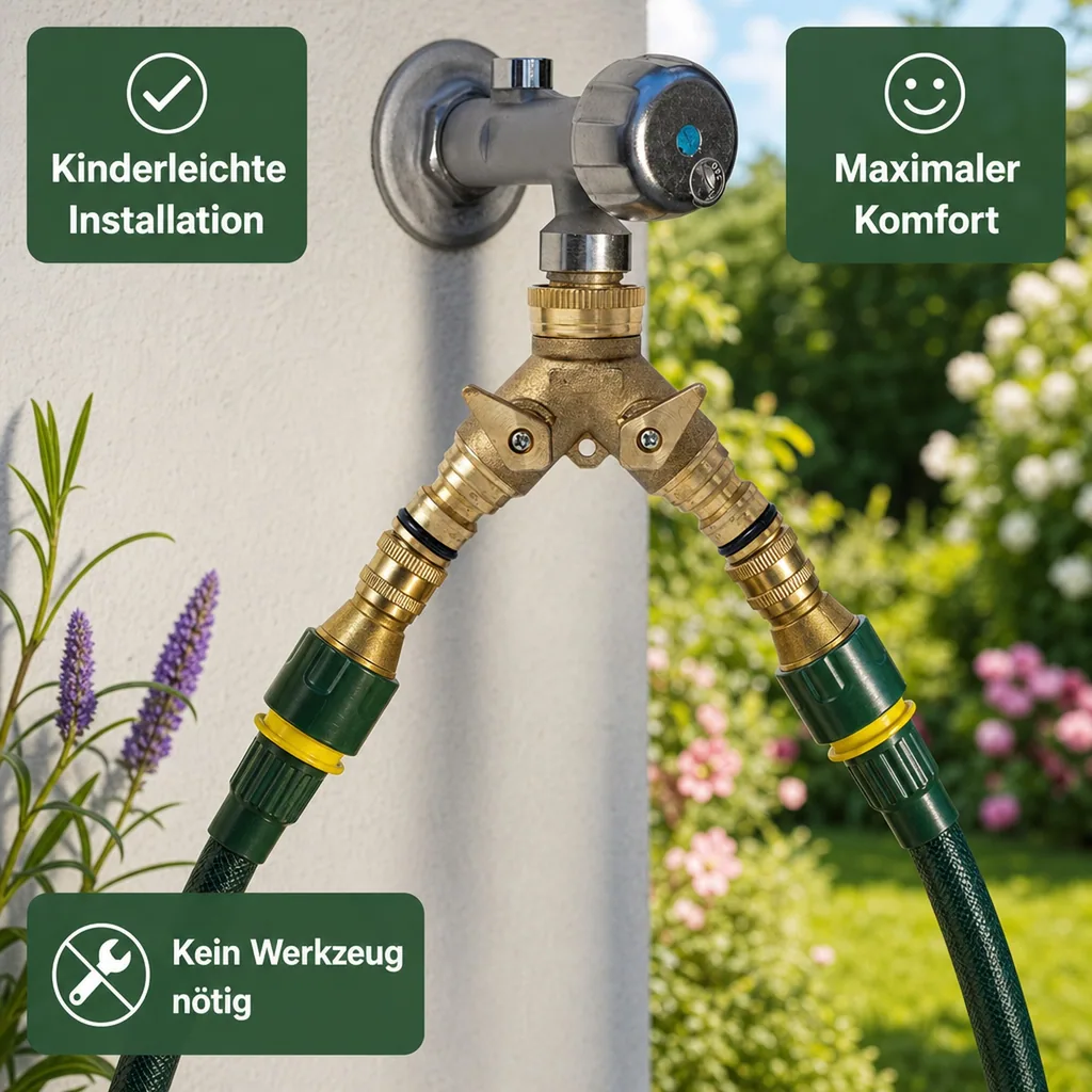 Wasserverteiler 2 Wege für 1/2' + 3/4' / Wasserhahnanschluss /Wasserhahnstecker