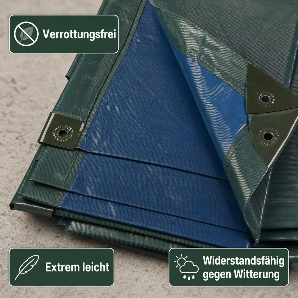 Abdeckplane, grün/blau, extrem stark 150 g/m², 2 x 3 m