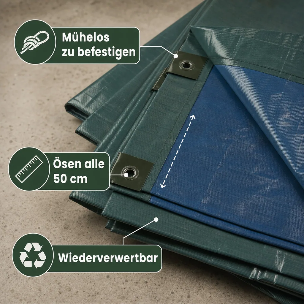 Abdeckplane, grün/blau, extrem stark 150 g/m², 2 x 3 m