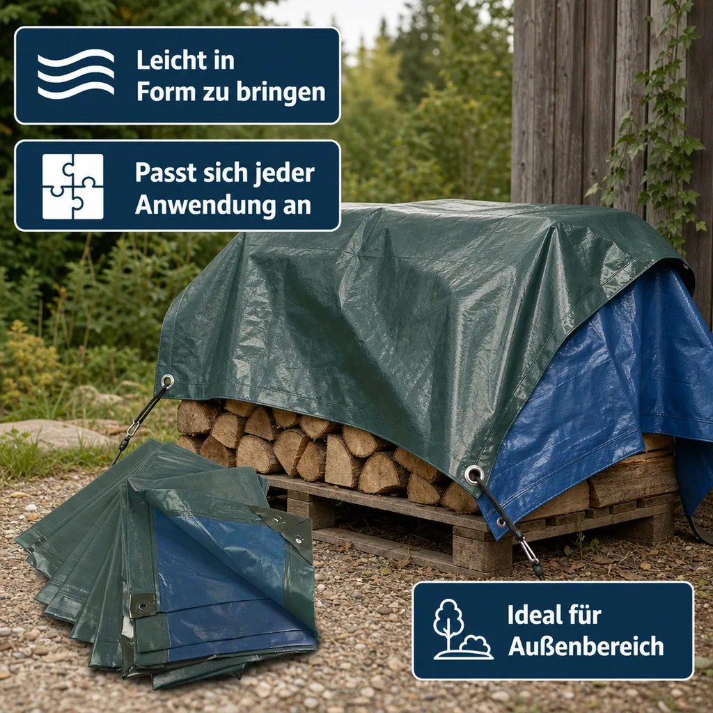 Abdeckplane, grün/blau, extrem stark 150 g/m², 2 x 3 m