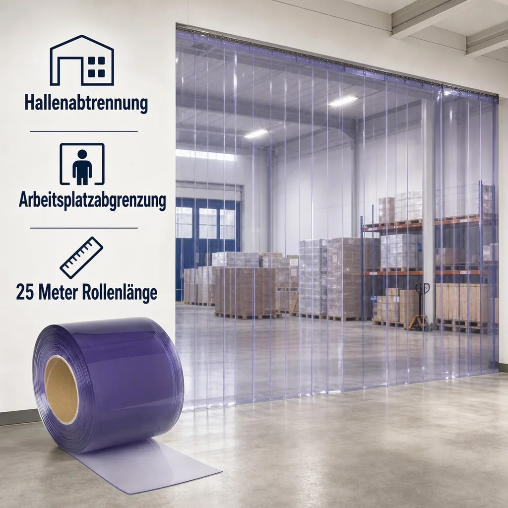 PVC-Vorhang 300x3mm, transparent, 25m Rolle