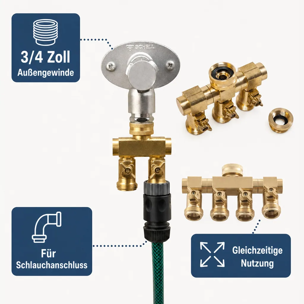 Wasserverteiler 2 Wege Außengewinde 3/4"