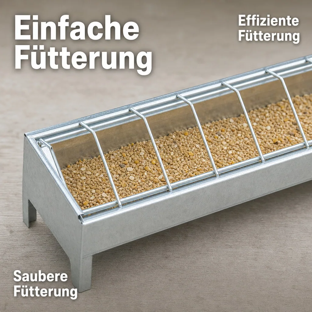 Futtertrog für Hühner, verzinkt, 75 x 10 cm