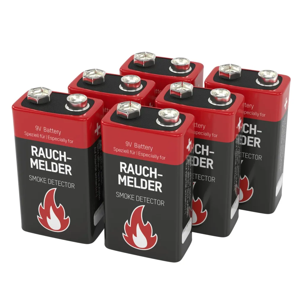 Alkaline 9 V Rauchmelder Batterie - 6 Stück