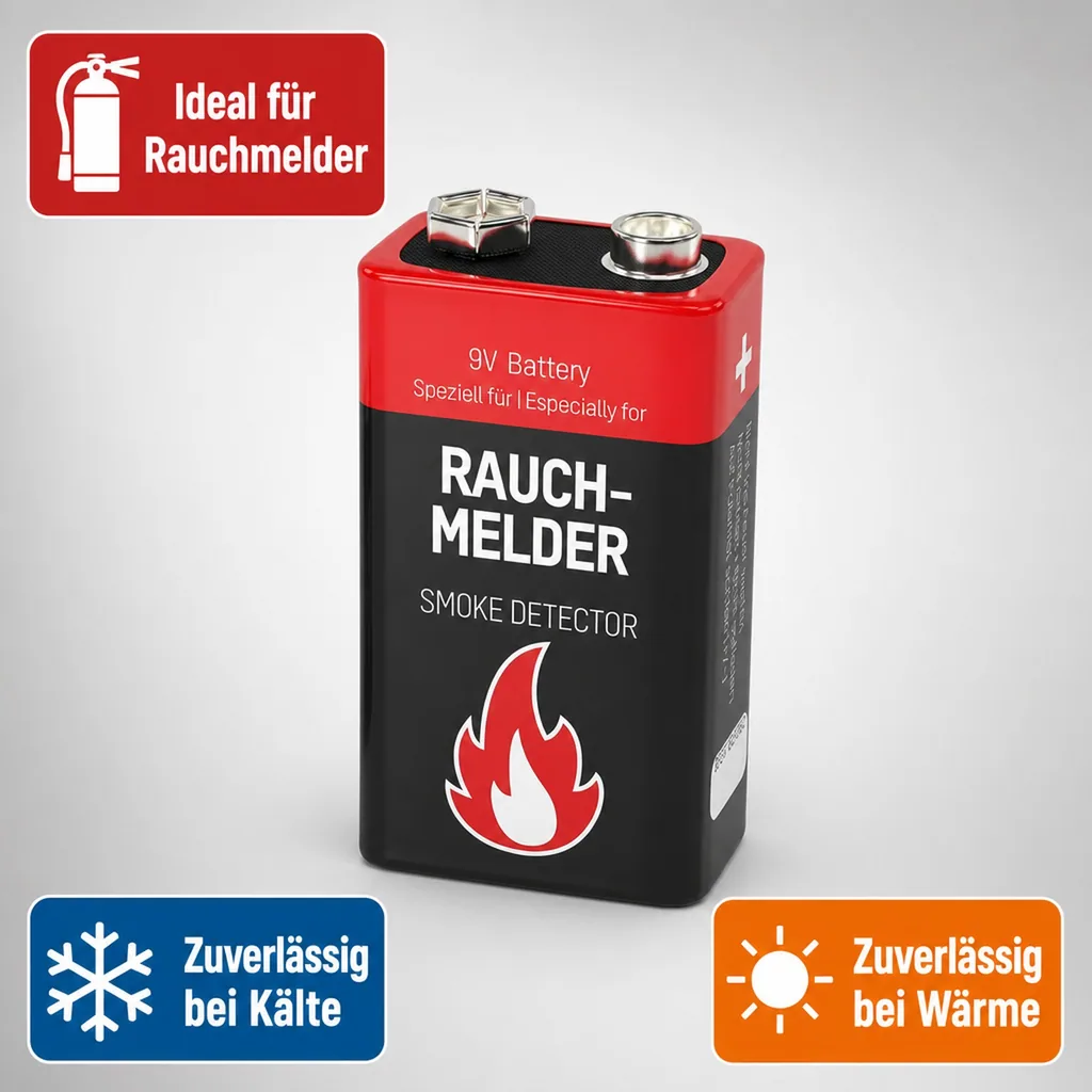 Alkaline 9 V Rauchmelder Batterie - 6 Stück
