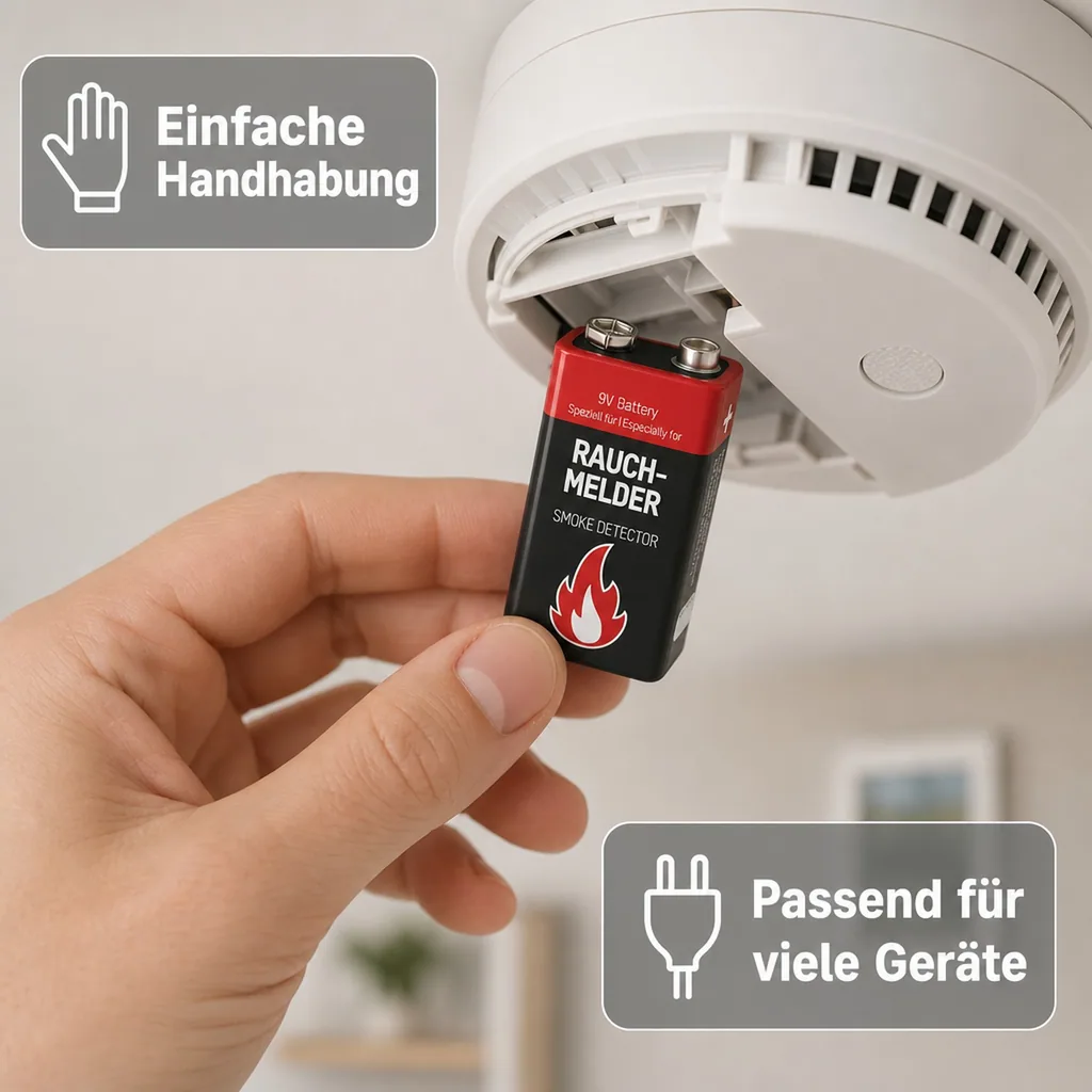 Alkaline 9 V Rauchmelder Batterie - 6 Stück