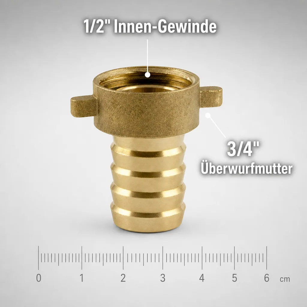 MS Schlauchverschraubung 1/2" Tülle / Überwurfmutter 3/4"