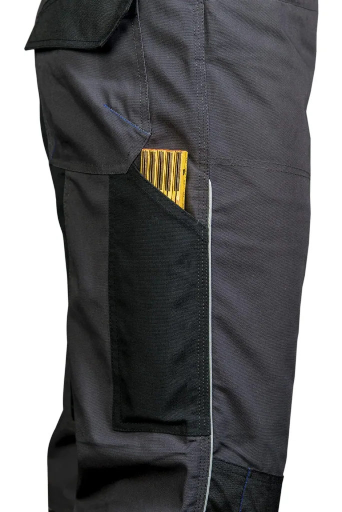 Arbeits Latzhose, Farbe grau/royal, Gr. 48