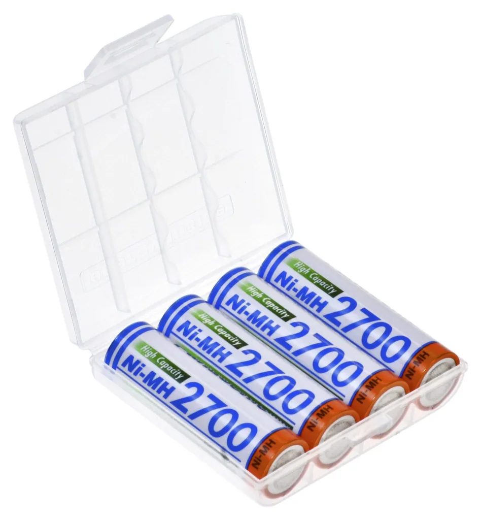 NiMH Mignon (AA) Akkus mit 2700mAh - 4 Stück mit Akkubox