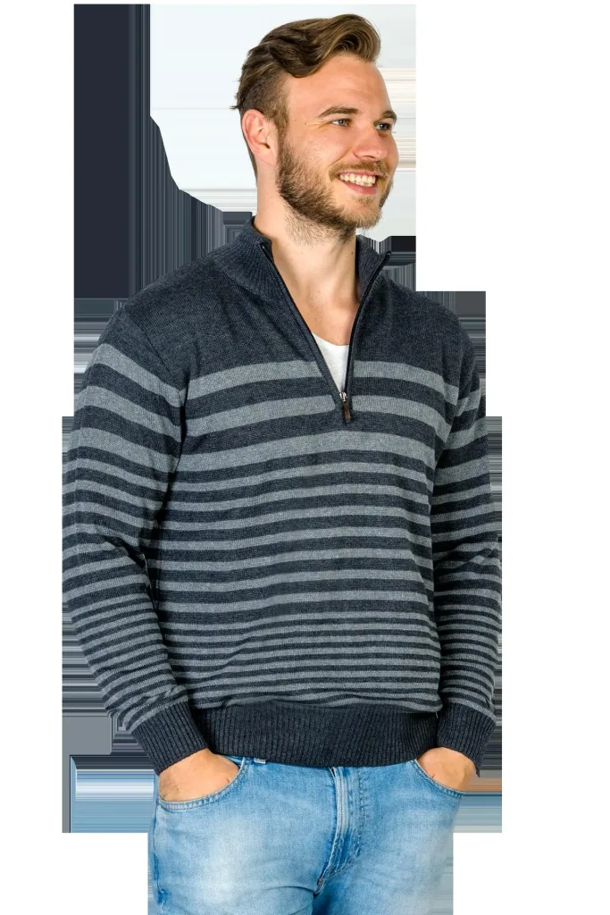Pullover, Farbe grau mit Blockstreifen, Gr.XL