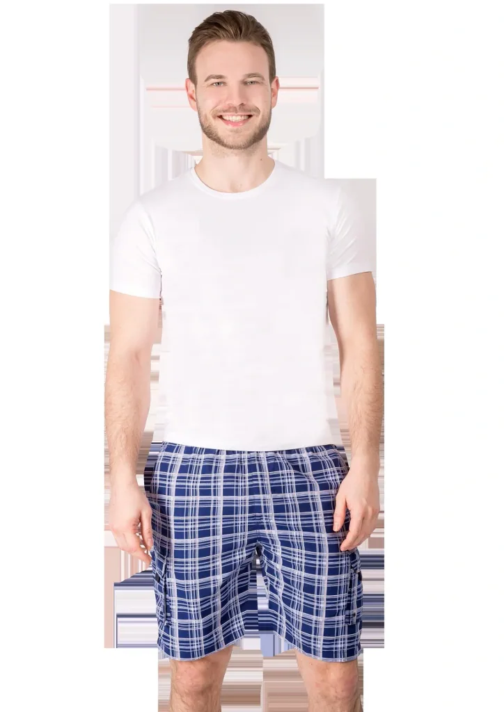 Short mit Cargotasche, Farbe marine/kariert, Gr.XL