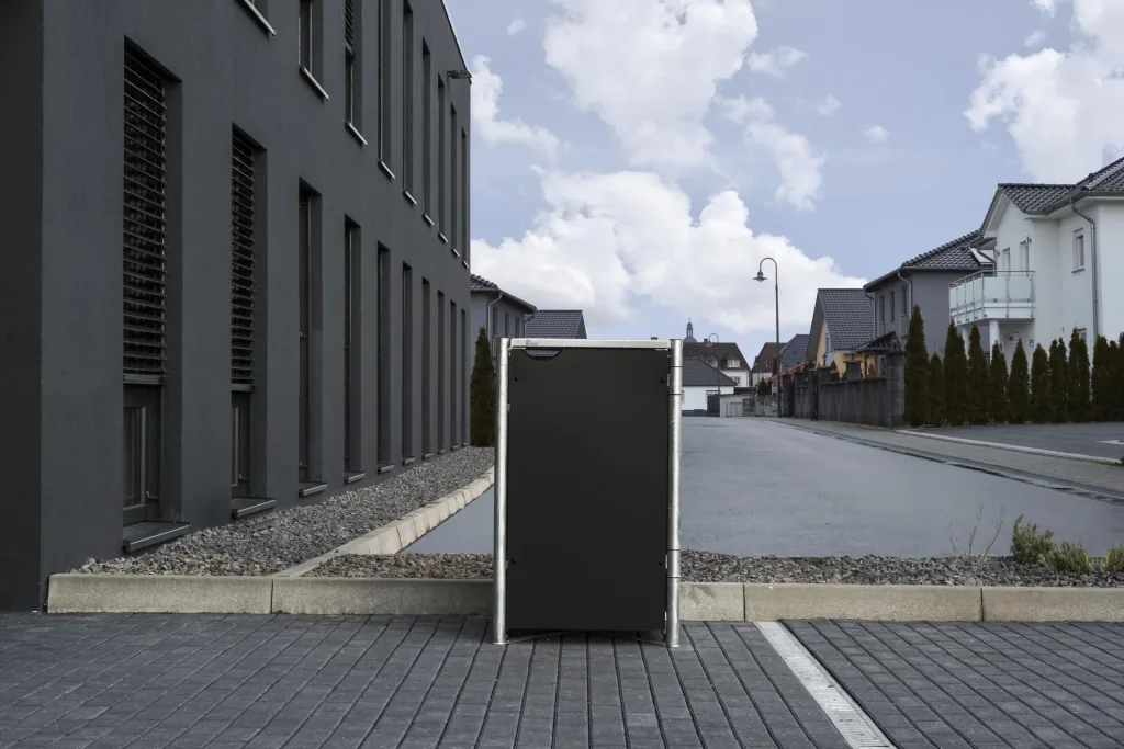 Mülltonnenbox 240 Liter, Kunststoff, Schwarz, 1er