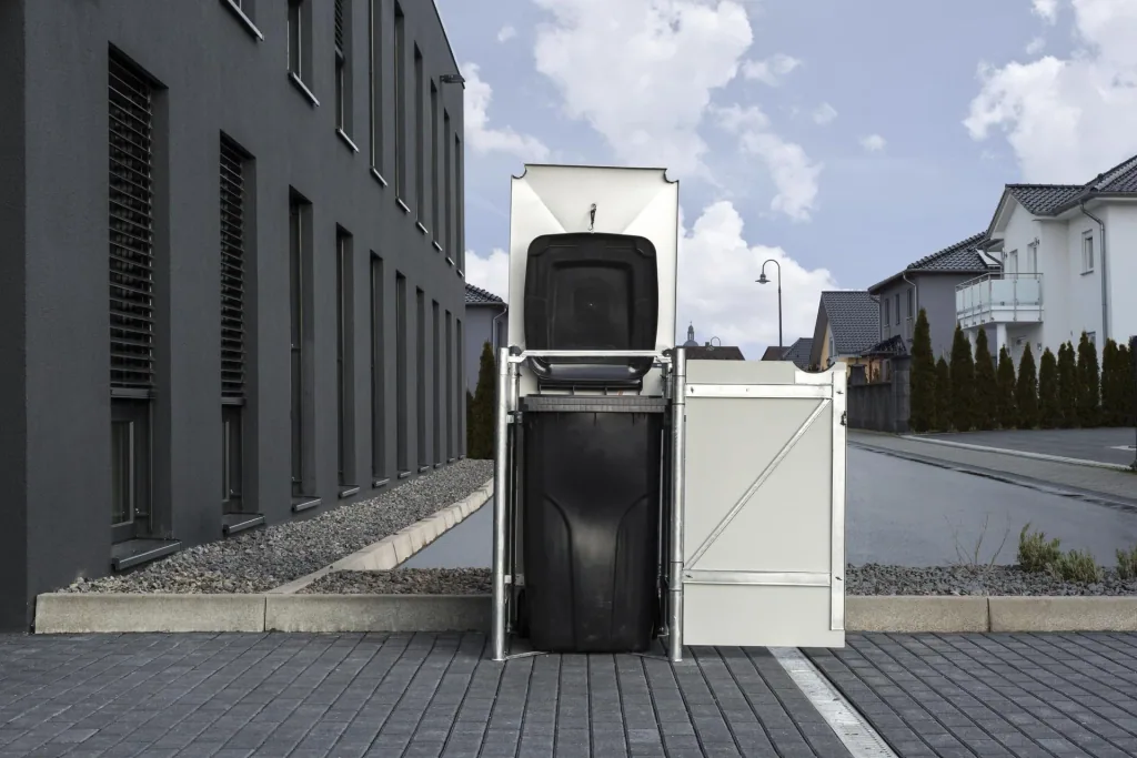 Mülltonnenbox 240 Liter, Kunststoff, Schwarz, 1er