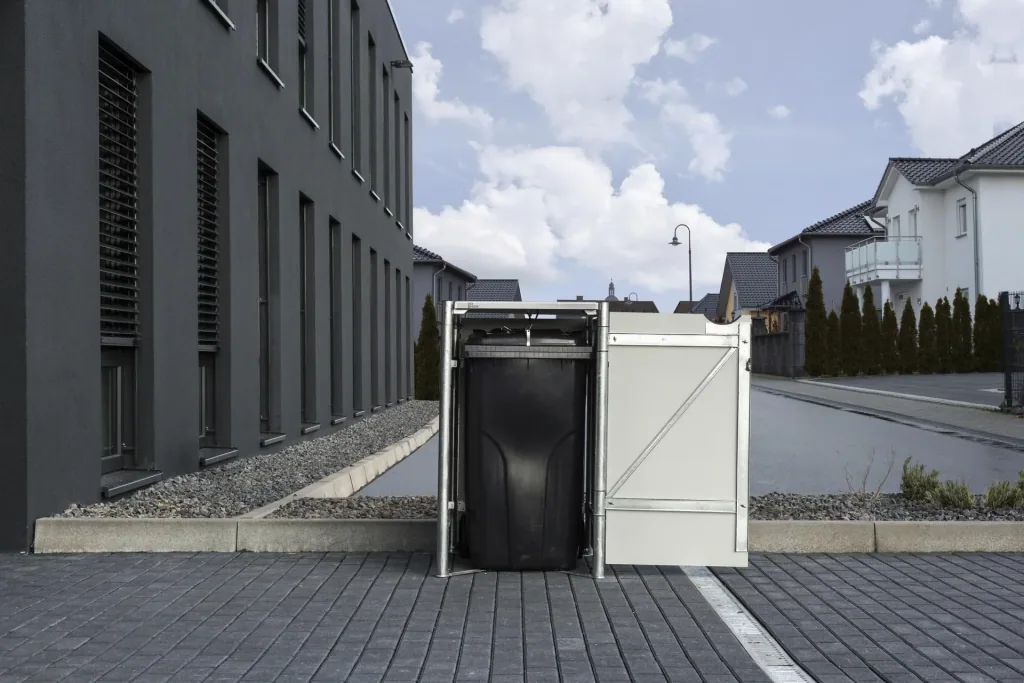Mülltonnenbox 240 Liter, Kunststoff, Schwarz, 1er