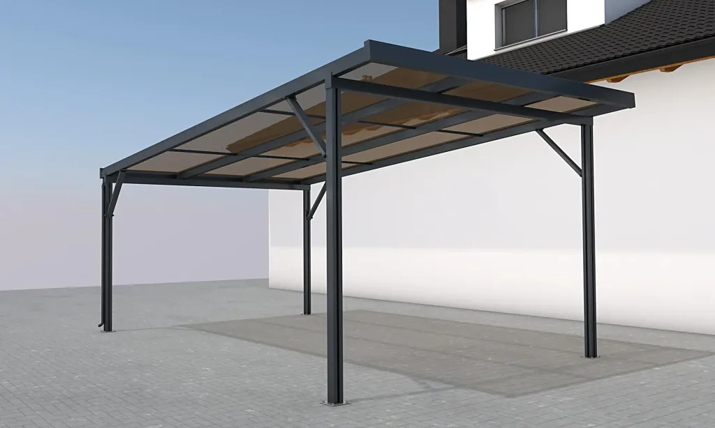 Carport Premium, anthrazit, 3094 x 5620 mm - Polycarbonat Stegplatten 16 mm, bronze