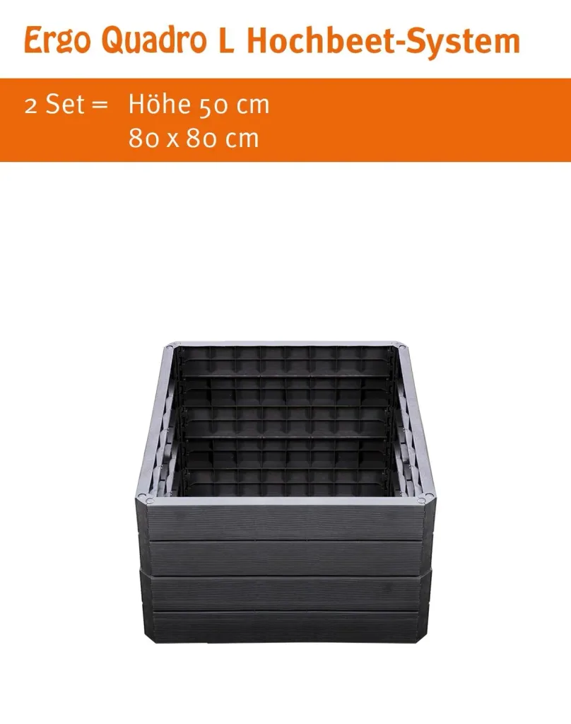 Ergo Quadro L Hochbeetsystem anthrazit, Höhe: 25 cm, 80 x 80 cm