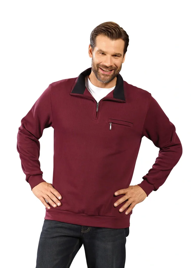 Sweatshirt mit Reißverschluß, Farbe port, Gr.L