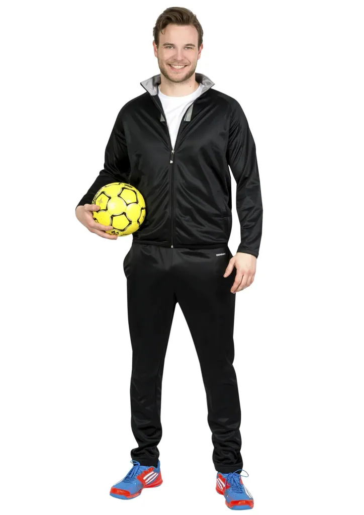 Trainingsanzug, 2-teilig, schwarz/grau, Gr. L