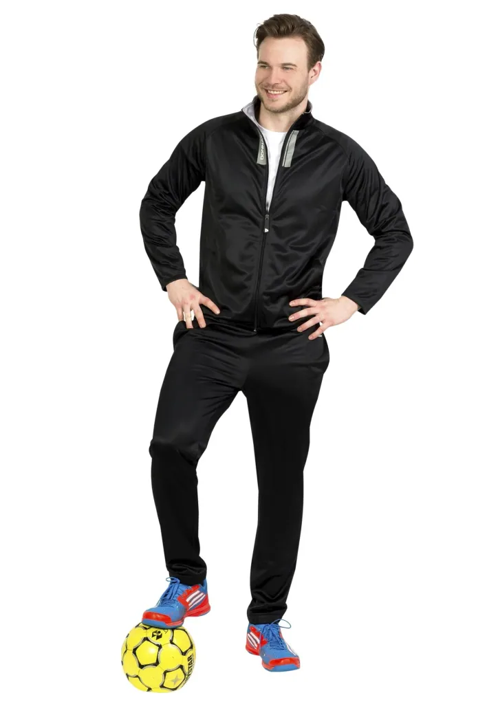 Trainingsanzug, 2-teilig, schwarz/grau, Gr. L