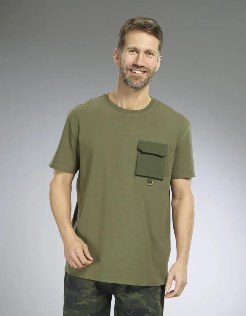 T-Shirt mit Brusttasche, Farbe oliv, Gr.M