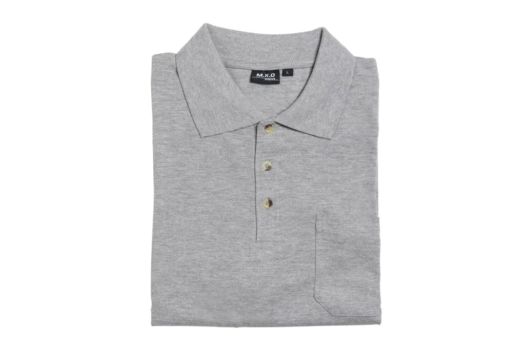 Poloshirt mit Knopfleiste und Brusttasche, Farbe silbergrau, Gr.M