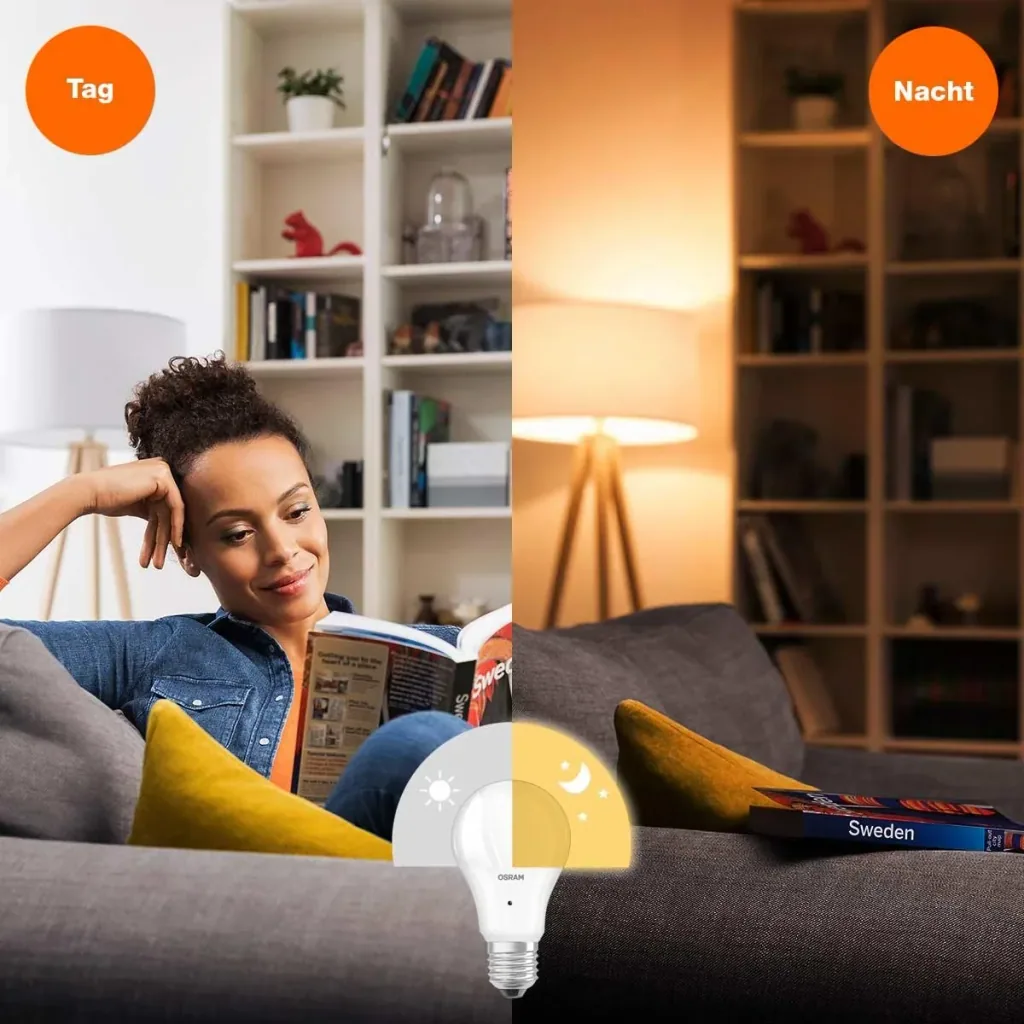 LED Lampe Star in Glühlampenform mit Tageslicht Sensor, 9 Watt, E27