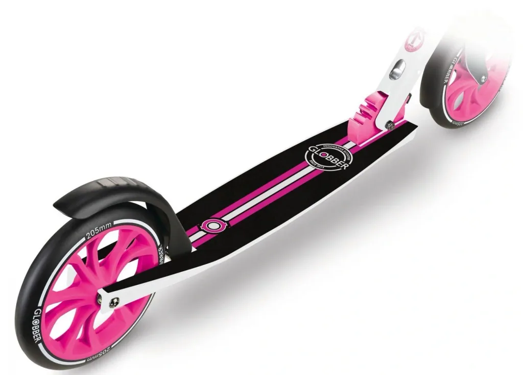 NL 205 Tretroller, 205 mm, ABEC 7, höhenverstellbar, Frontfederung, Klappmechanismus, weiß-pink