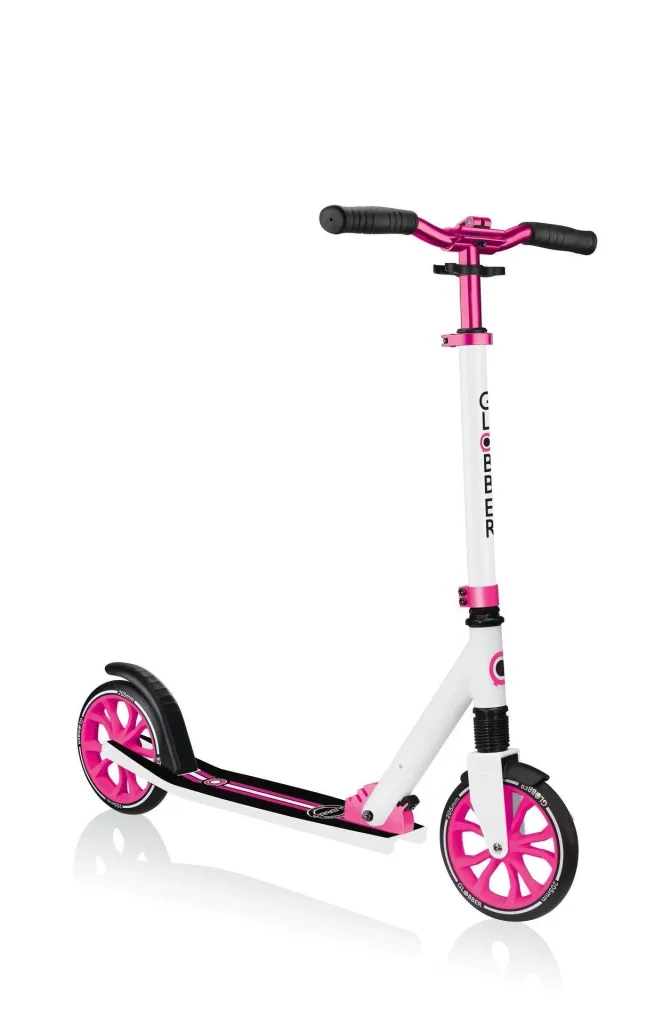 NL 205 Tretroller, 205 mm, ABEC 7, höhenverstellbar, Frontfederung, Klappmechanismus, weiß-pink