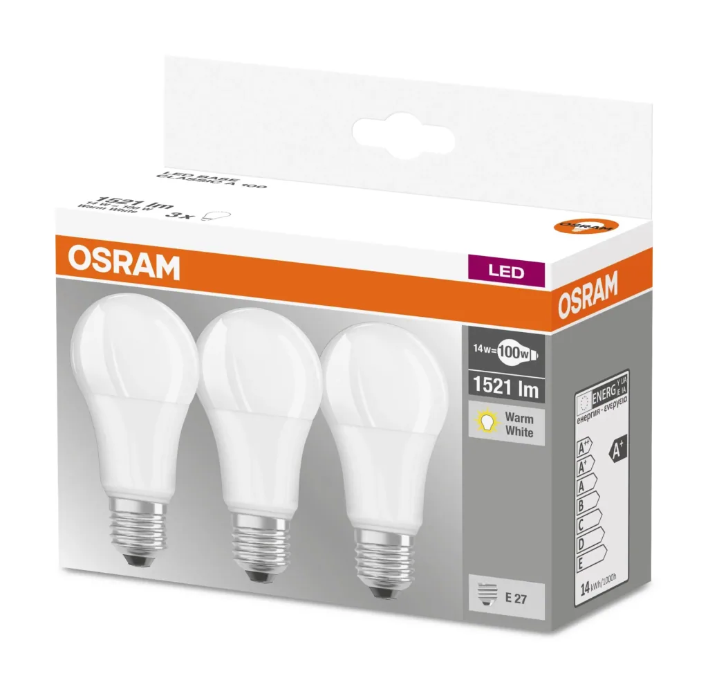 BASE RETRO SMD LED Lampe mit 13 Watt, E27, warmweiß, matt - 3 Stück