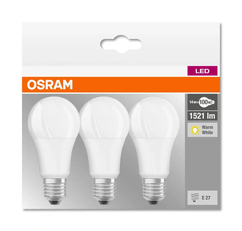 BASE RETRO SMD LED Lampe mit 13 Watt, E27, warmweiß, matt - 3 Stück