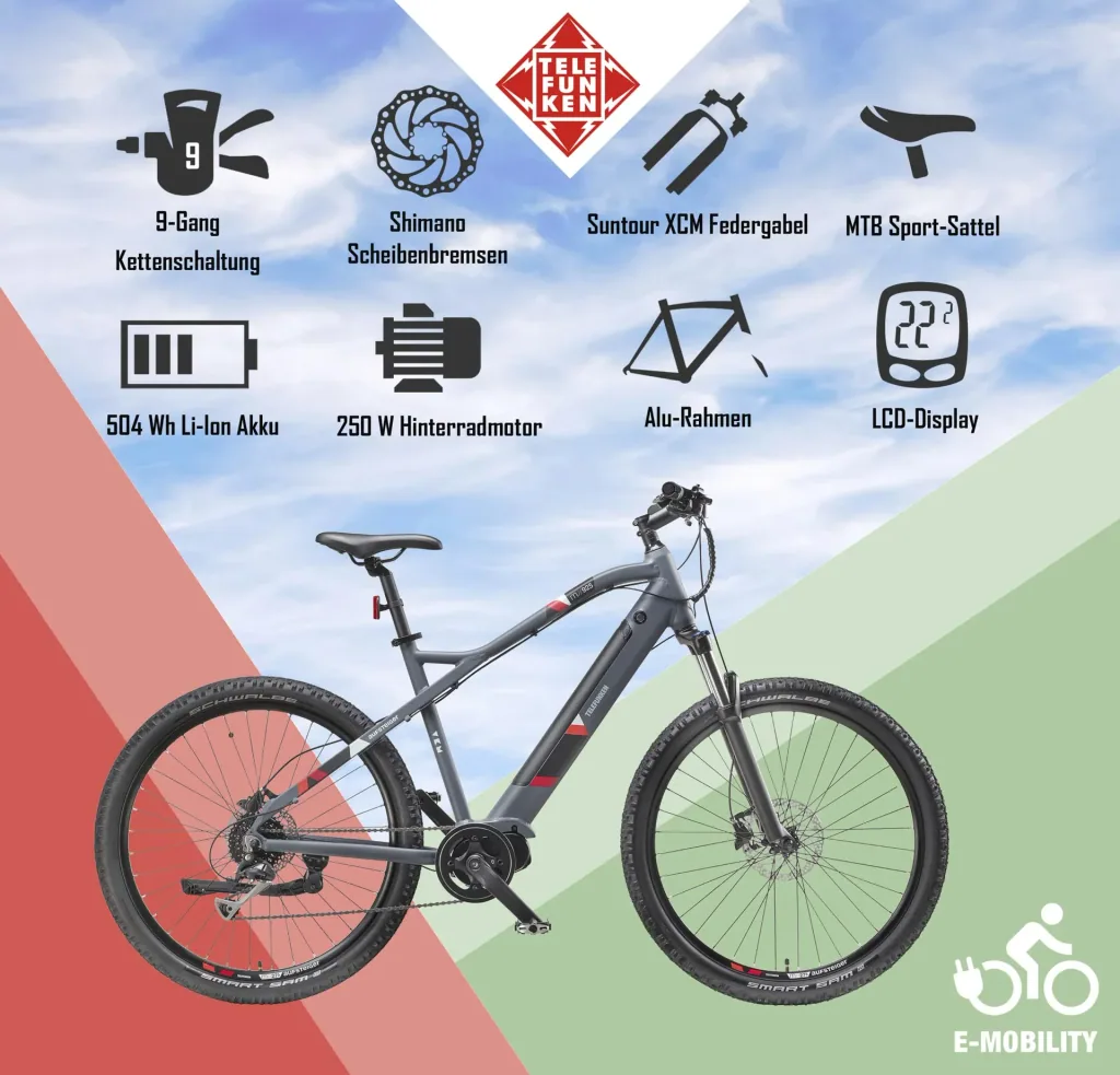 Unisex Alu MTB E-Bike, 29 Zoll, 8-Gang Kettenschaltung, grau, Aufsteiger M925 Hardtail