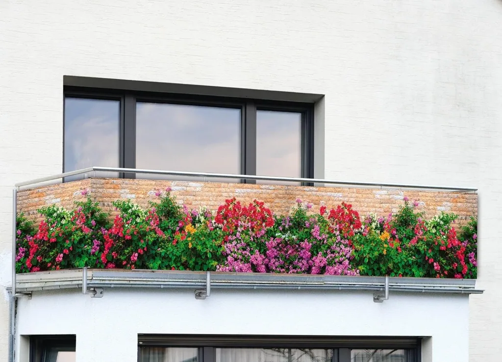 Balkon Sichtschutz "Mauer-Blumen"