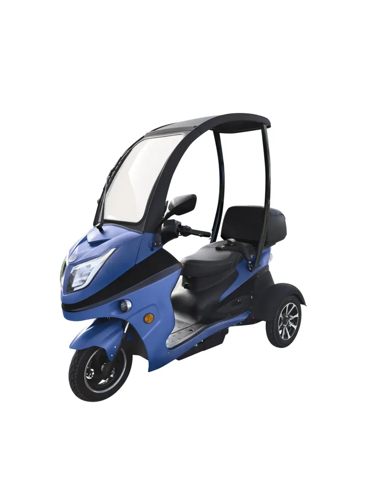 E-Kompaktroller "Lucca Trio" - 40 km/h - Wind und wetterfest, blau