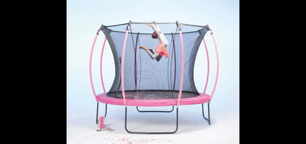 Springsafe Trampolin Colours 305 cm mit Sicherheitsnetz, Outdoor-Trampolin, Durchmesser 305 cm, rund, pink