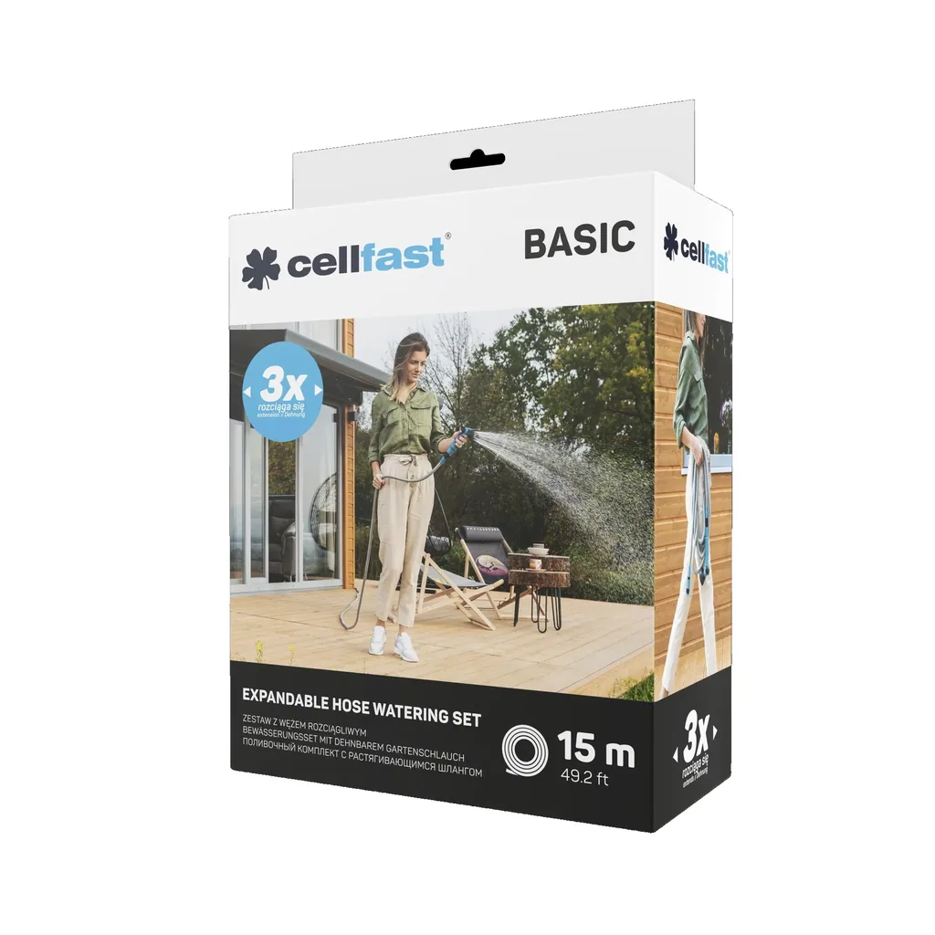 Bewässerungssatz mit dehnbarem Gartenschlauch BASIC 15 m