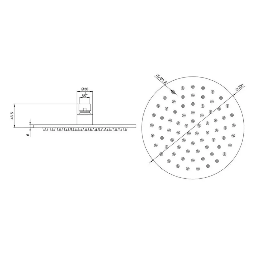 Duschkopf Kopfbrause Ø 20 cm Regendusche aus Edelstahl mit 1 Strahlart G1/2 individuell einsetzbar