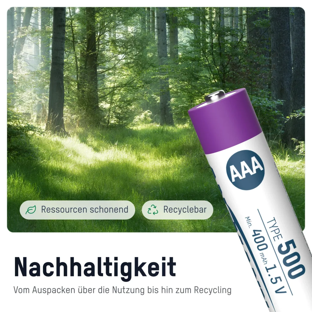 Lithium Ionen Micro (AAA) Akkus USB-C - 4 Stück, Sicherheitsabschaltung