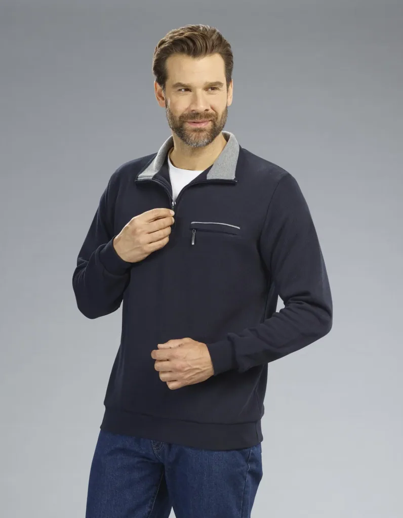 Sweatshirt mit Reißverschluß, Farbe marine, Gr.2XL