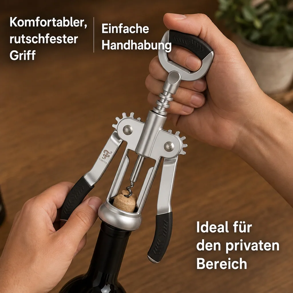 Korkenzieher, Weinöffner, Weinflaschenöffner - mit Flügeln Estrella, Edelstahl, Hochwertig & komfortabel Weinflaschen öffnen