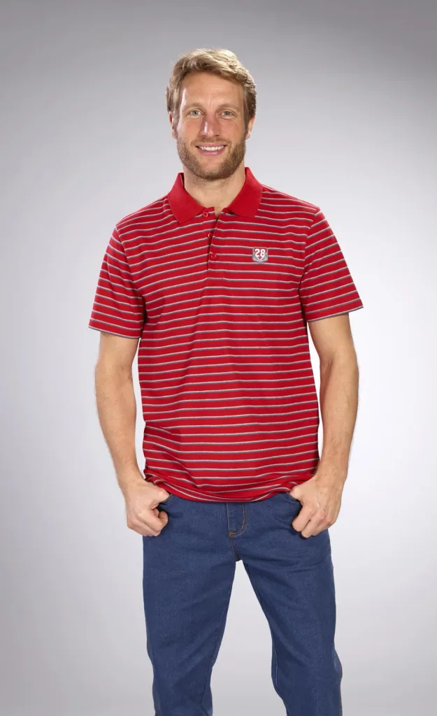 Poloshirt geknöpft, rot-gestreift, Gr.L