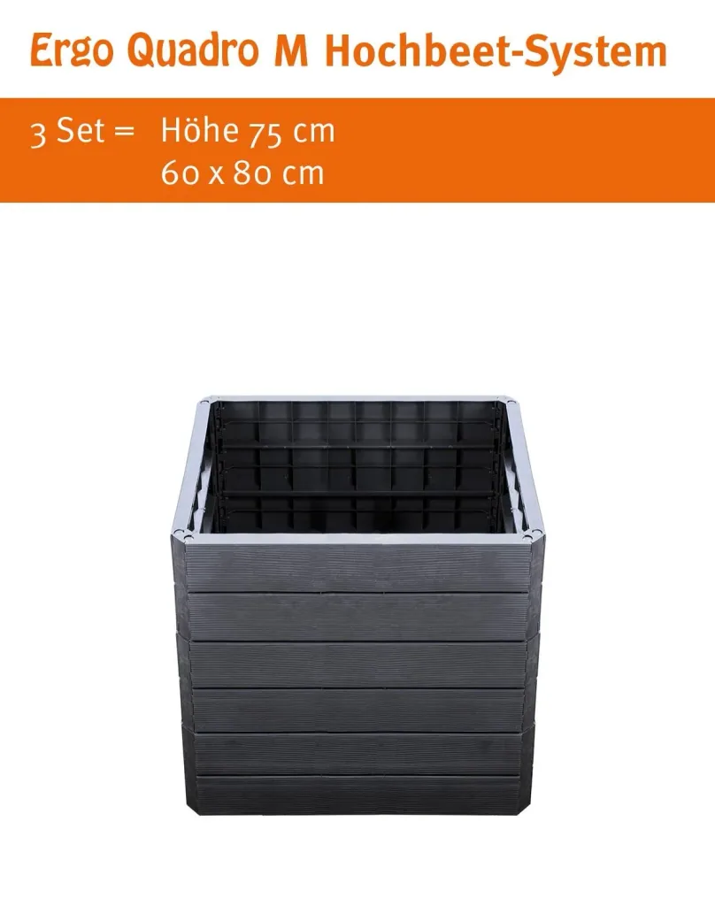 Ergo Quadro M Hochbeetsystem anthrazit, Höhe: 25 cm, 60 x 80 cm