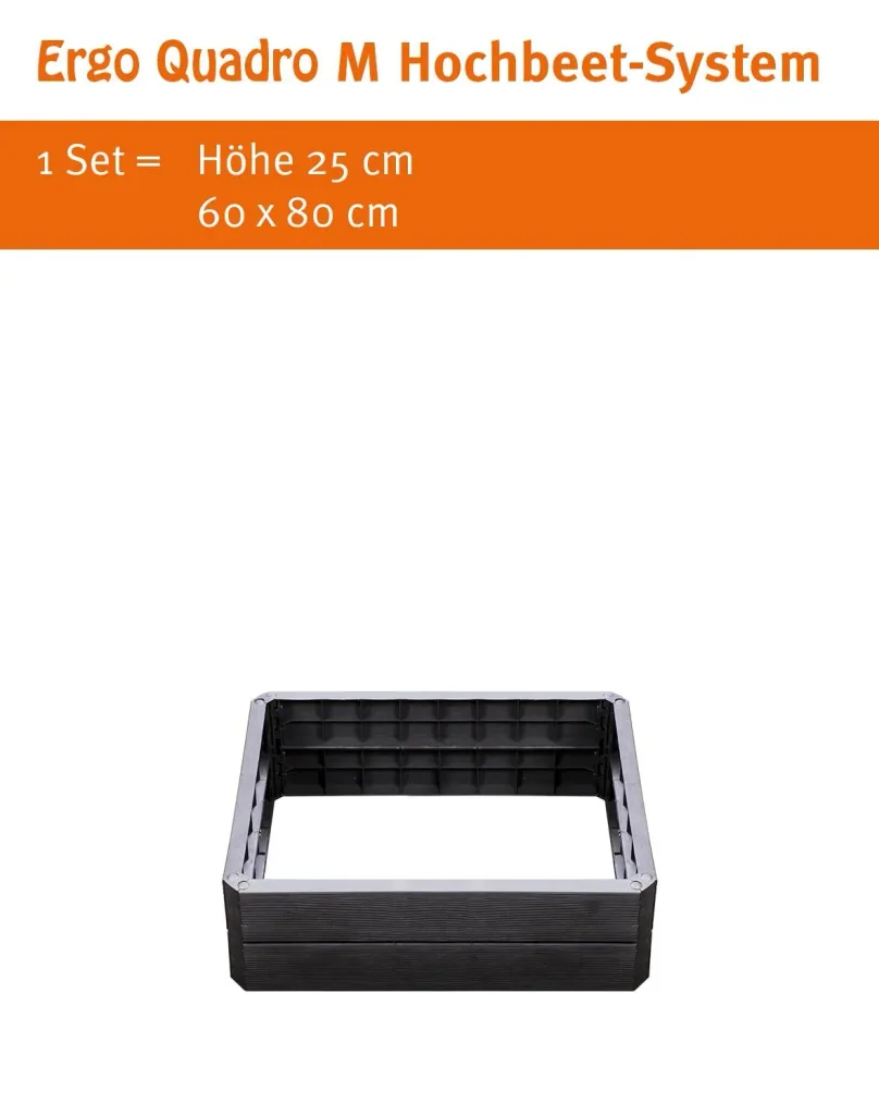 Ergo Quadro M Hochbeetsystem anthrazit, Höhe: 25 cm, 60 x 80 cm